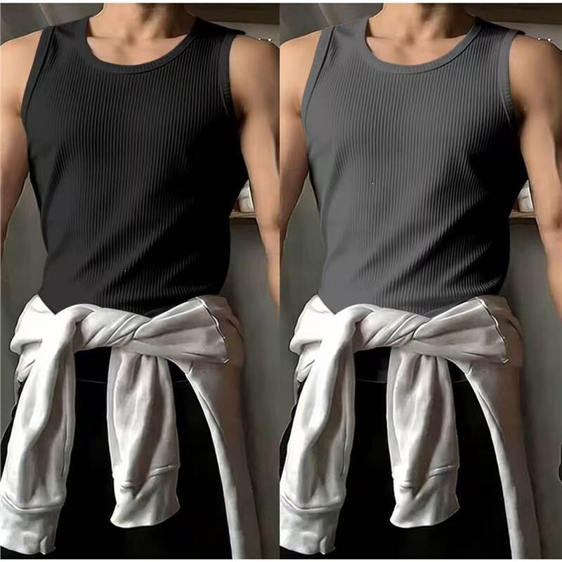 Heavyweight Sleeveless Muscle Fitness Tank Top for Men, Slim Fit Sports Vest with Thick Ribbed Fabric