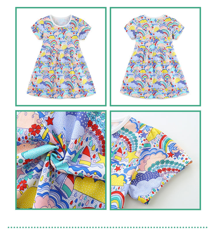 Cute Clouds Cartoon Rainbow Cotton Girls Dresses display picture 1