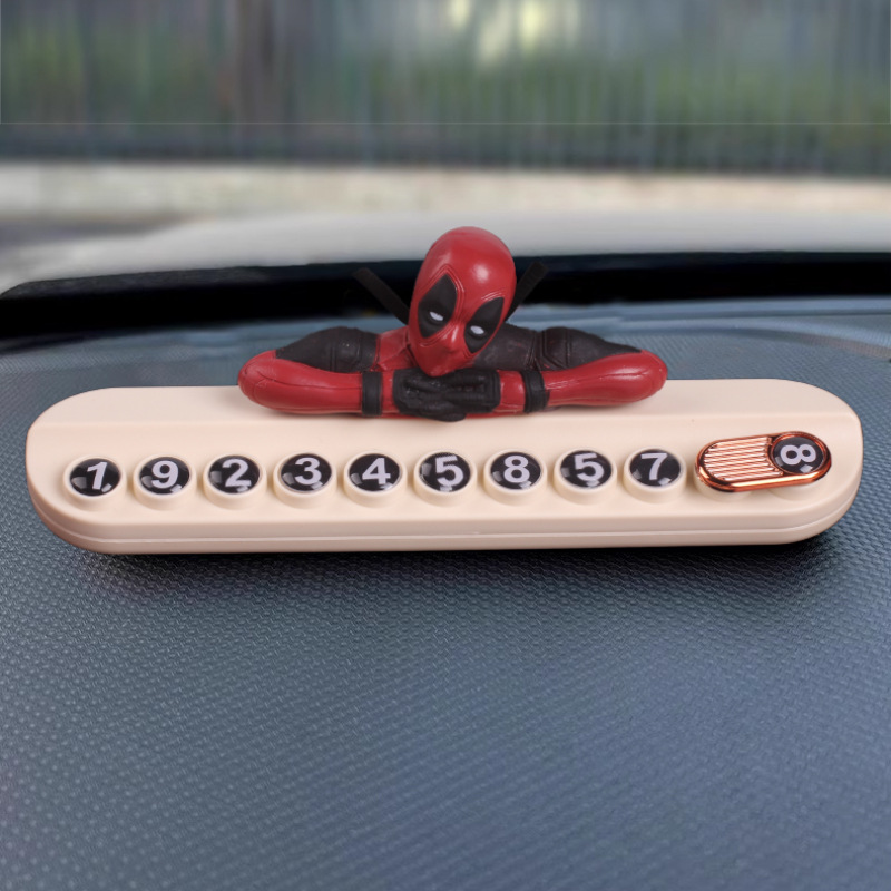 Tarjeta de estacionamiento temporal de Deadpool Car, placa de teléfono móvil femenina, placa de número de teléfono móvil para automóvil, suministros decorativos ocultos