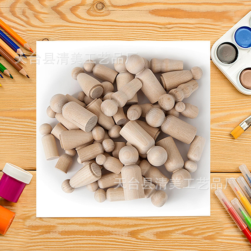 Marionetas de estilo pastoral transfronterizo para hombres y mujeres, adornos de bricolaje, color de madera, pintura de graffiti para niños, familia, gente de madera