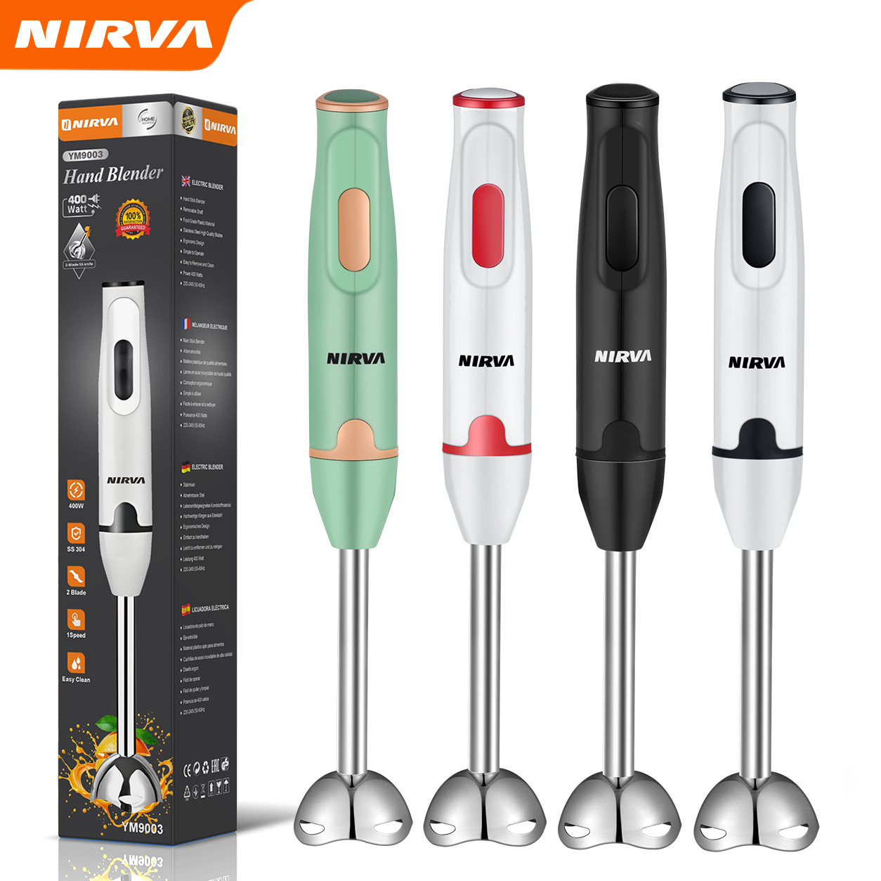 Nirva Uluslararası 4in1 Avrupa-Amerika Standardı 400W Blender Mutfak Şefi Makinesi Gıda İşlemcisi Pimënt Blender Çubuğu Et Kıyma Makinesi