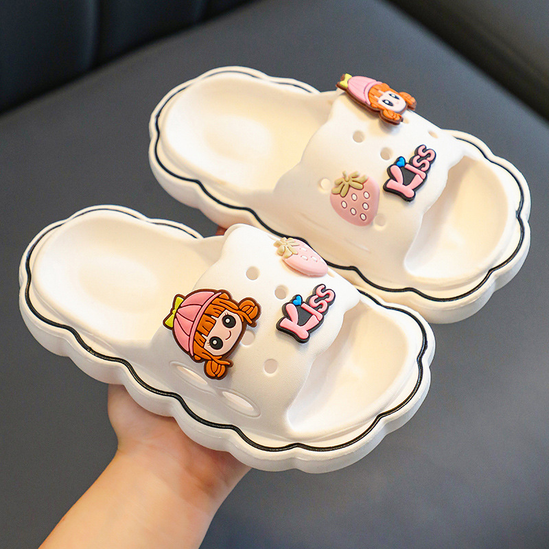 Zapatillas de padres e hijos de dibujos animados de verano para niñas nuevas zapatillas antideslizantes de Interior de fondo suave para niños en casa