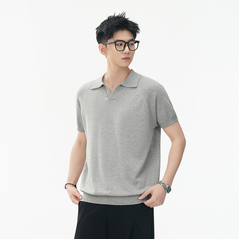 ZF8109-MM潮牌海鸥领针织短袖T恤简约时尚cleanfit透气上衣,男装针织衫/毛衣,星座614