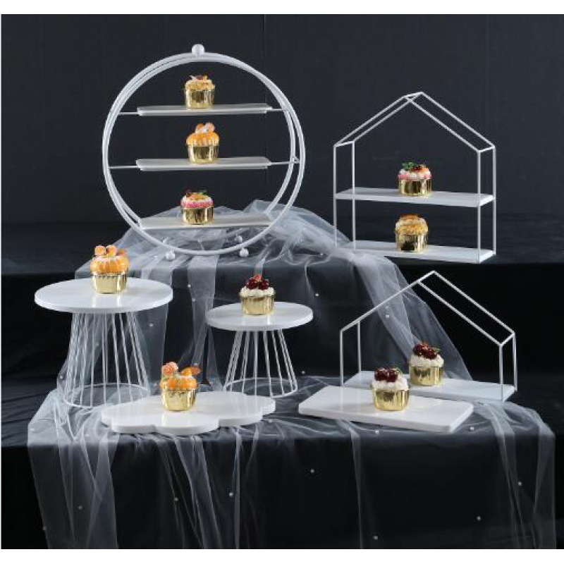 Estante de bocadillos de estilo europeo, tabla de postres, estante de exhibición, adornos de hierro forjado, estante de pastel de boda, set de 12 piezas image 2