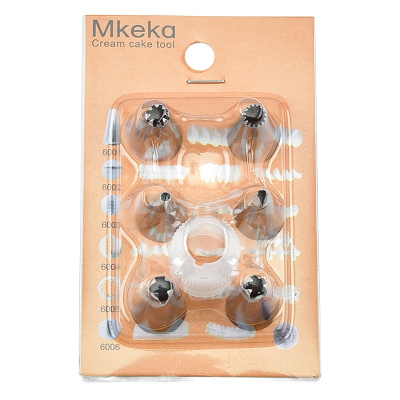 6-Head Nozzle + 1 Turn Decorating Nozzle Set Cookie Melted Bean Cake Baking Baby Food Supplement Tool Can Be Negotiated in Large Quantities