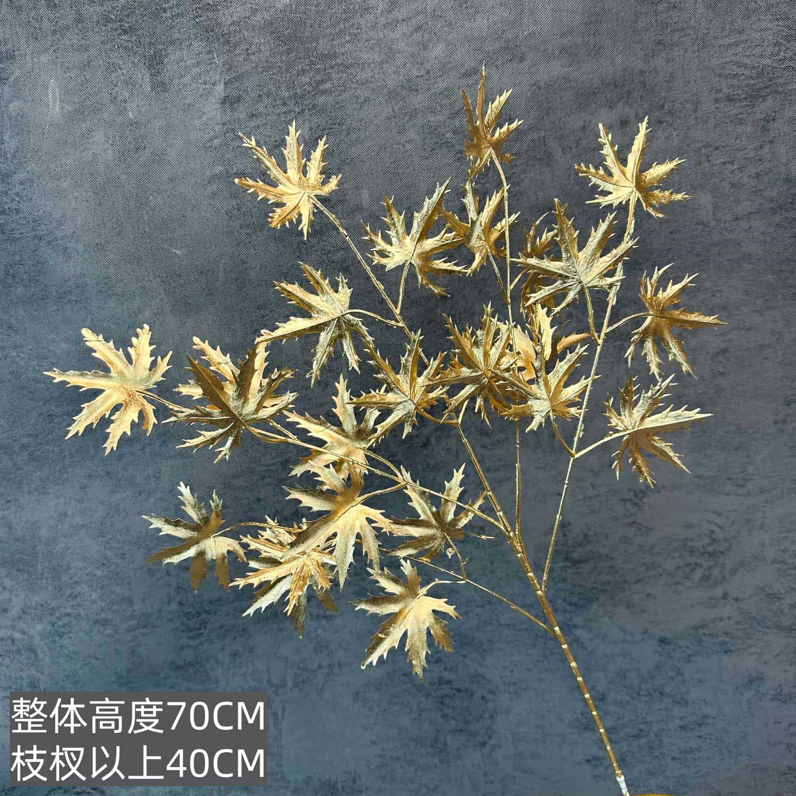 Hoja de oro artificial hoja de abanico de eucalipto hoja de ginkgo HOJA DE Navidad Año Nuevo bendición cubo arreglo floral hogar Víspera de Año Nuevo Flor al por mayor