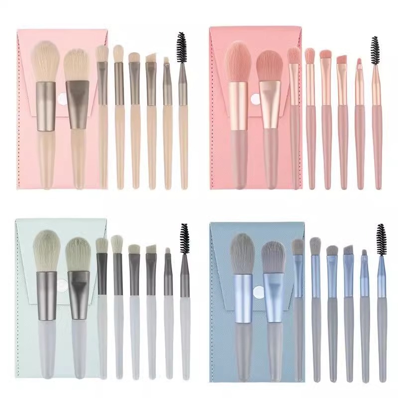 Spot 8 Mini Makeup Brush Set Morandi Portable Macaron Makeup Brush Eye Shadow Brush Soft Hair