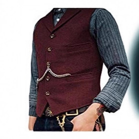 Men's Human Toe Rough Wool Blazer Vest for Men Vintage Turn-up Collar Wholesale Straight Hair