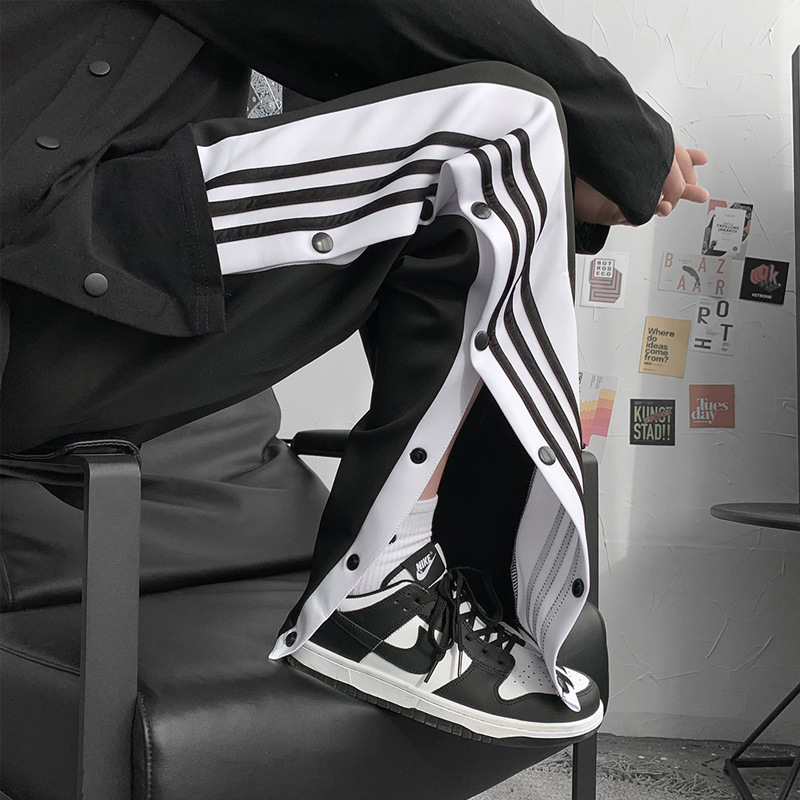 Pants Men's Autumn New Loose Straight Casual Pants Korean Fashionable Basketball Side-breasted Pants Wide-leg Sports Pants