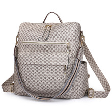 跨境背包女休闲复古大容量包包女 欧美复古PU双肩包backpack