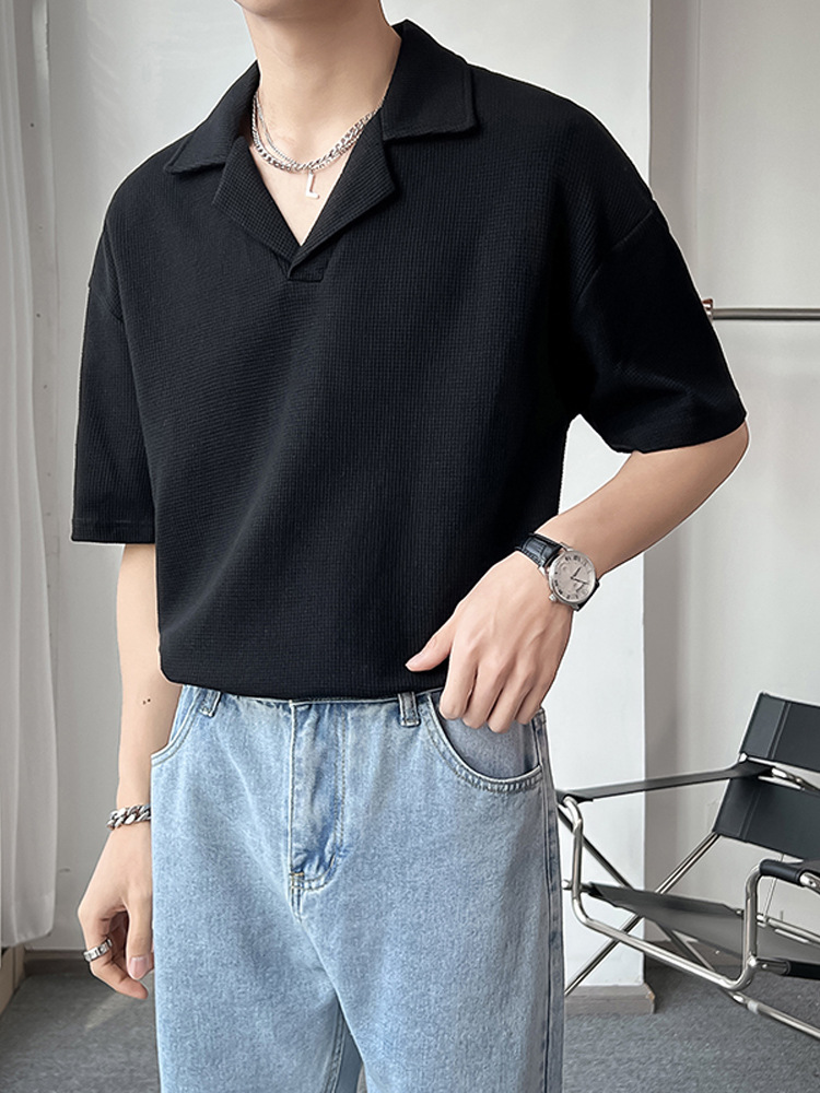 Camisa de cuello cubano cocida ligera de manga corta para hombres marca de moda nicho diseño ropa para hombres 2022 nuevo estilo estilista ropa interior