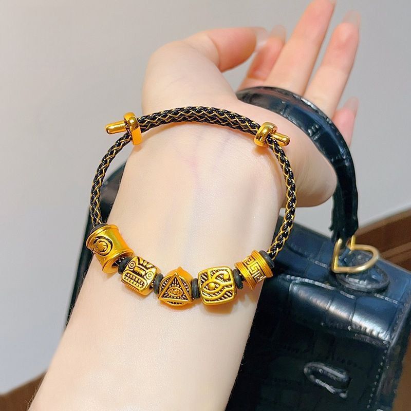 Popular Gold-Plated Enamel Tattoo Zodiac Protection Bracelet, Bronze Lucky Charm Bracelet, Bold Gift for Couples, Wholesale