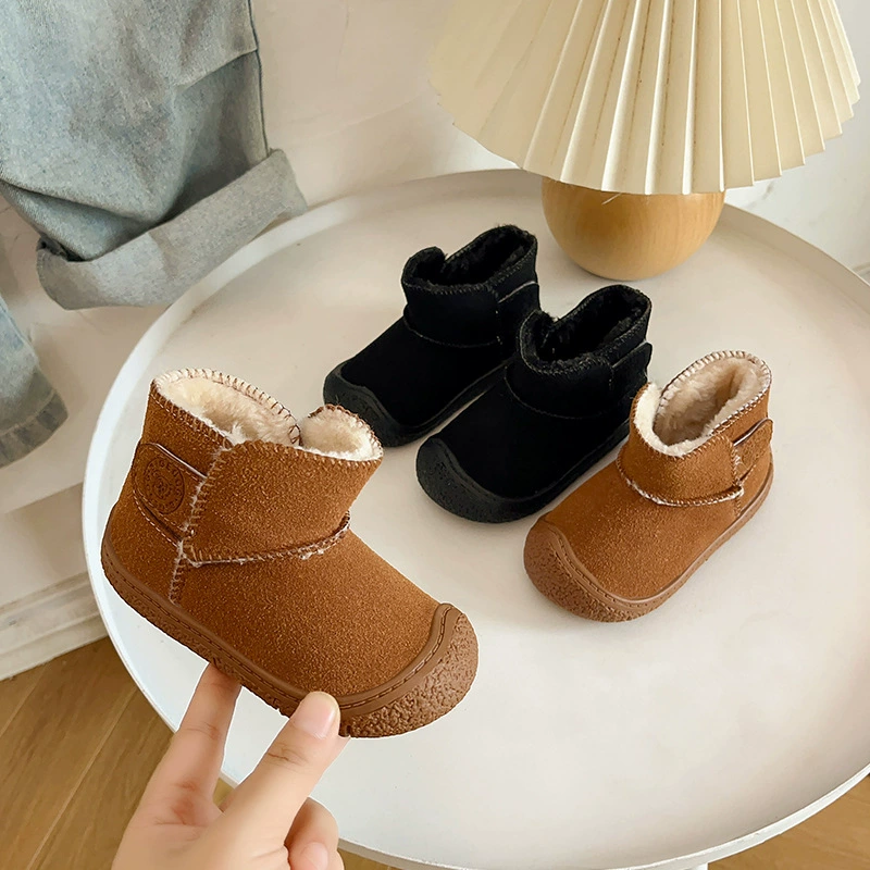 Зимние новые девчонок снежные сапоги плюс бархат теплая обувь для девочек хлопчатобумажная обувь для детей