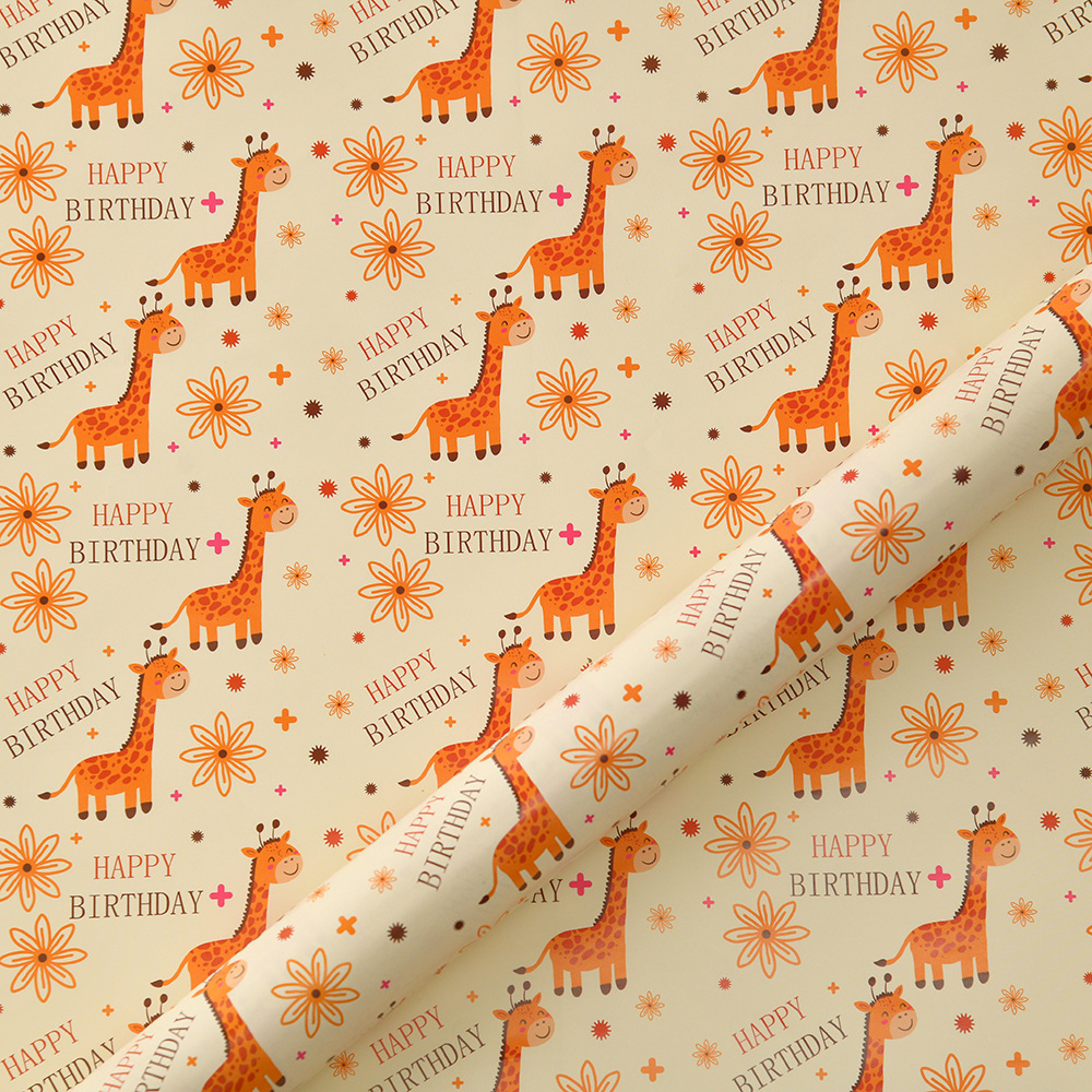 Nuevo papel de embalaje de regalo de dibujos animados de animales papel de regalo de cumpleaños para niños caja de regalo de vacaciones papel de regalo embalaje de papel recubierto
