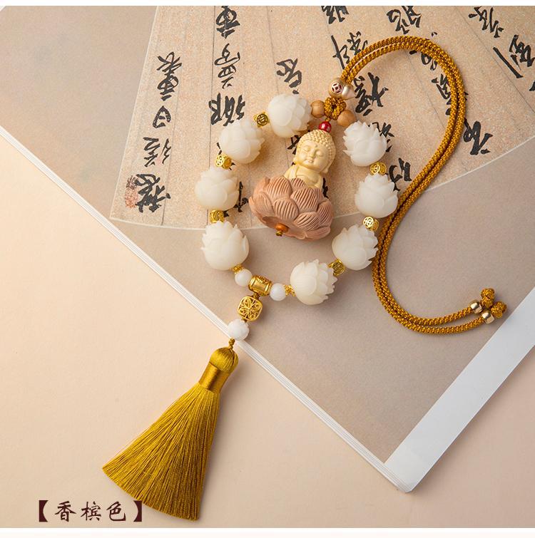 Lotus Peace Buddha Good Luck Pendant New Car Bodhi Car Ornament Boxwood Rear Pendant