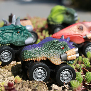New Cross-Border Dinosaur Pull-Back Car Children's Simulation Pull-Back Dinosaur Model Four-Wheel Dinosaur Animal Model Wholesale
