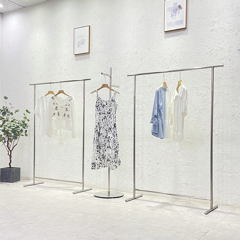 服裝店衣架展示架落地式不鏽鋼陳列架簡約女裝店貨架童裝店掛衣架