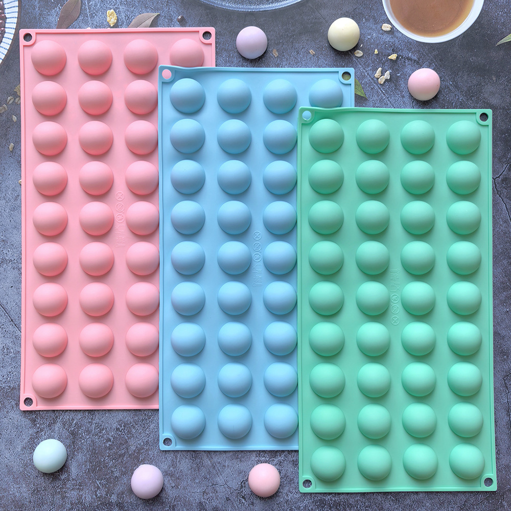 36 pequeños semicírculos 438 chocolate molde de silicona pudín pastel molde de postre jabón utensilios azules