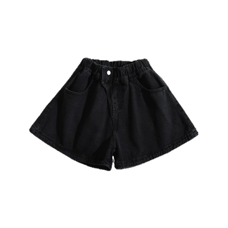 Nuevos pantalones cortos de vaqueros negros para niñas, pantalones de verano delgados y versátiles, pantalones calientes de verano para niños de mediana edad.