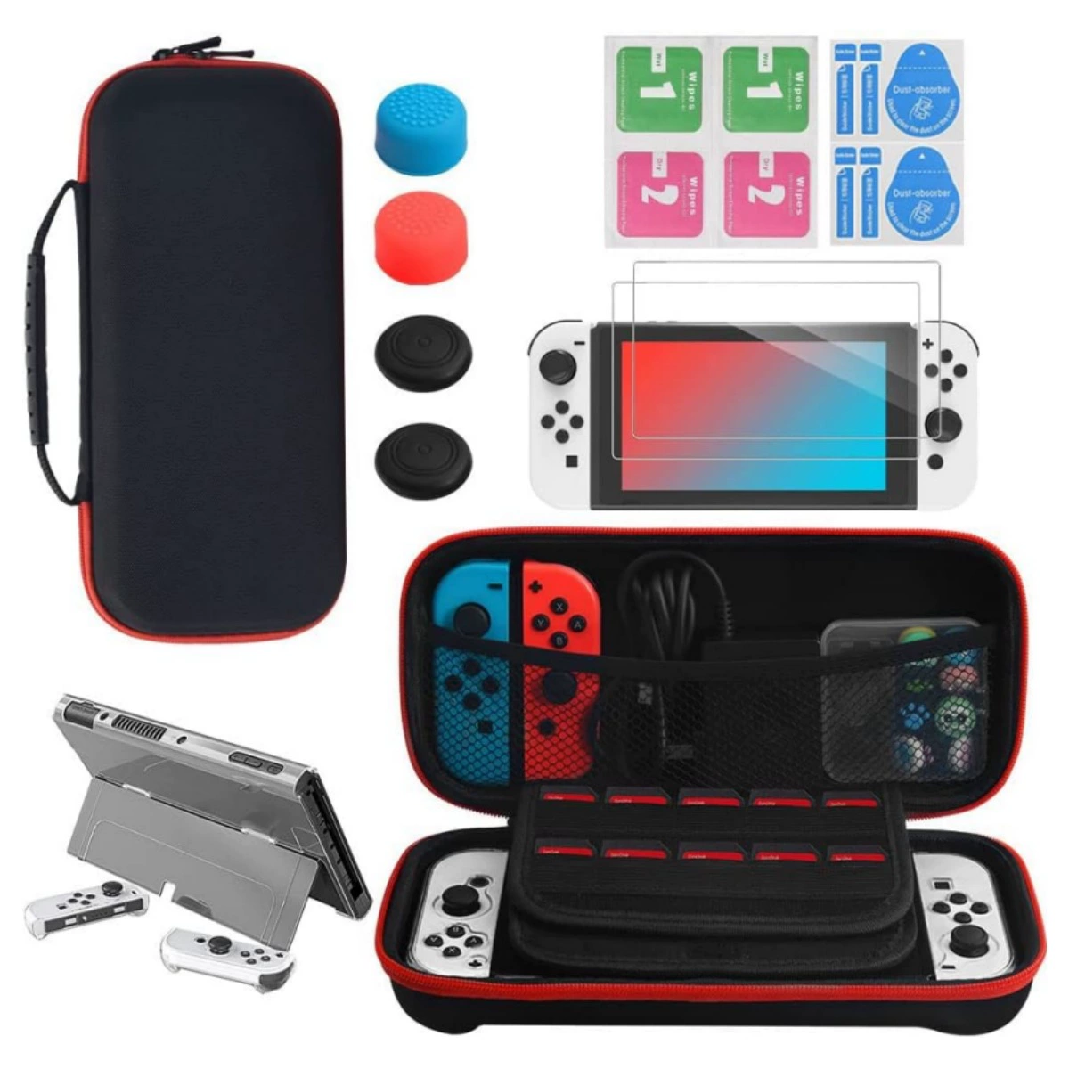 Кристаллический чехол-хранилище для Switch2 / SWITCH OLED, защитный футляр NS, кабель для данных