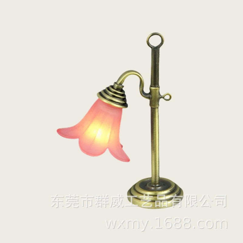 Французский стиль миниатюрная сцена украшения Diy Кукольный домик аксессуары мини настольная лампа светодиодный 12 вольт подсветка