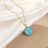 Fashionable turquoise pendant, small design organic ethnic necklace, trend chain for key bag , city style, trend of season, ethnic style