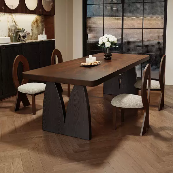 New Zealand pure solid wood French vintage antique-style solid wood dining table set for home living room, rectangular dining table and desk