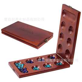 跨境木制宝石棋Mancala男孩女孩成人儿童颗粒归仓玩具木制非洲棋