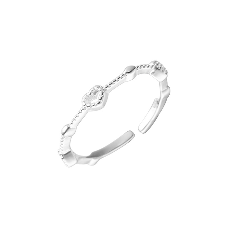 Herzförmiger Ring aus 925er Sterlingsilber für Damen, schlicht, kompakt, Mini, personalisierbar, offenes Herzdesign, Modell 5844B_voghion.com