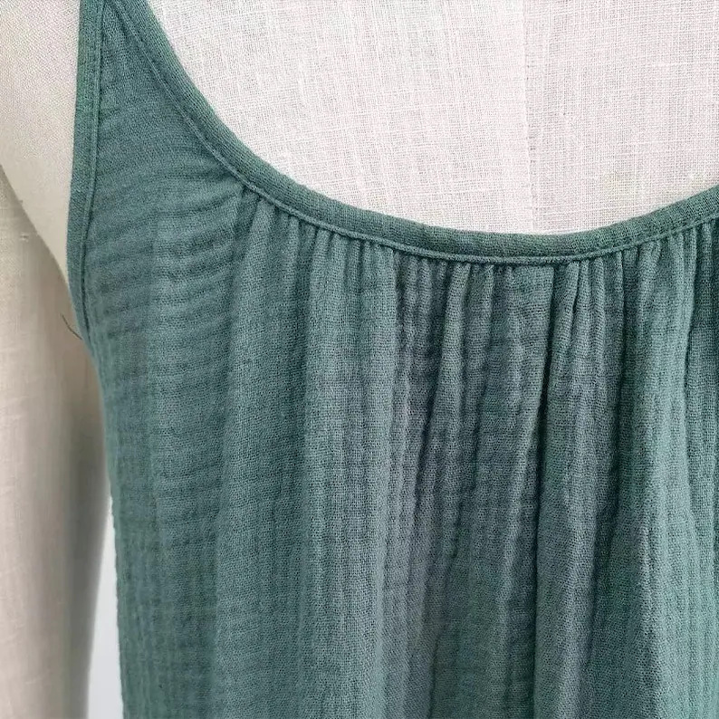 Cotton Casual Cami Dress Summer Vacation Women Maxi Dress Loose Solid Color Backless Double Layer Gauze Sleeveless Dress 7 Cotton Casual Cami Dress Summer Vacation Women Maxi Dress Loose Solid Color Backless Double Layer Gauze Sleeveless Dress