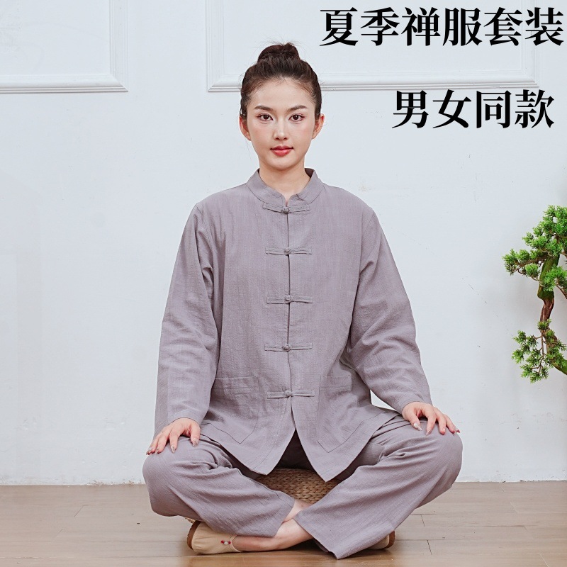 Summer Thin Bamboo Cotton Suit, Layman's Clothing, Meditation Clothing, Health Clothing
