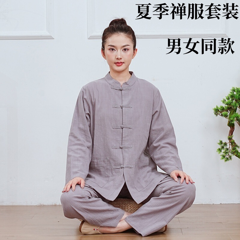 Summer Thin Bamboo Cotton Suit, Layman's Clothing, Meditation Clothing, Health Clothing