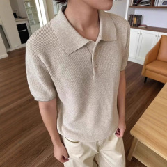 夏季新款老钱风针织Polo衫短袖男雅痞高级感修身百搭休闲半袖t恤
