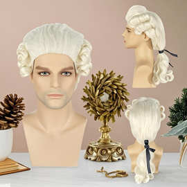 圣诞狂欢假发哈莉·奎茵小丑女大辫子马尾法官律师cos角色全头套