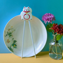 PVC招财猫公仔儿童筷子训练筷辅助器跨境爆款家居用品美国市场