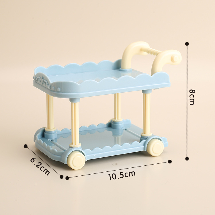 (2개) 작은 식당 자동차 트롤리 미니 주방 어린이 미니어처 음식 놀이 인형 집 모델 귀여운 놀이 집 장난감의 시뮬레이션