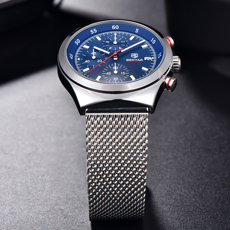 BENYAR Binya Reloj multifunción luminoso para hombre Impermeable Sport Cuarzo Reloj para hombre de seis agujas BY-5200