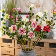 雪落松塔小月季装饰仿真花厂家假花绿植物批发婚庆工艺品MW99093