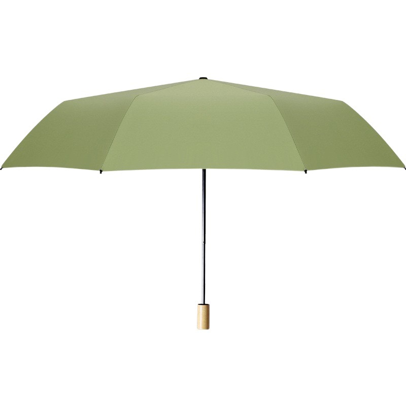 Three-fold wooden handle black glue sun protection uv protection advertising gift umbrella sun umbrella South Korea female fresh folding umbrella