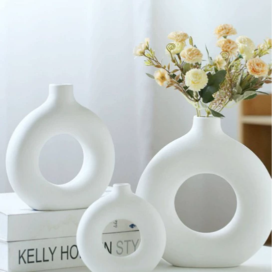 Кросс-бортные керамические vase украшения для гостиной, цветочная техника, геометрическая форма, столовая верхушка, домашние украшения