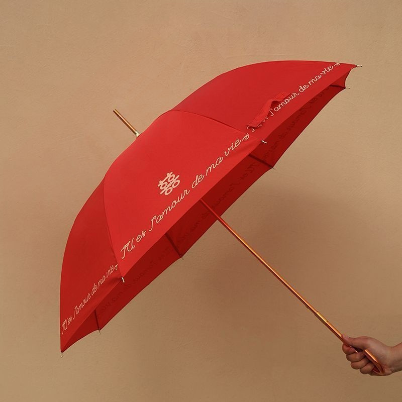 Red Umbrella Wedding Umbrella Red Wedding Long-Handled Bridal Umbrella Wedding Retro Gold-Printed Umbrella for Wedding and Bridal Reception