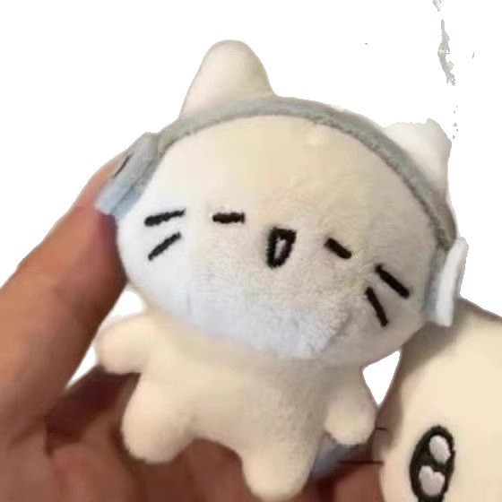 癒し系イヤホンぬいぐるみキーホルダー漫画風可愛い猫リュック飾り|undefined