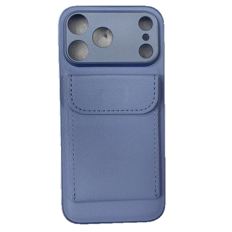 Aplicable para iPhone18PROMAX estuche de teléfono móvil simple litchi estampado tarjeta bolsa soporte manzana 17 anti-caída 16 transfronterizo