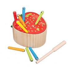 宝宝抓虫子益智玩具1-2-3-4岁新款儿童趣味早教木制磁性水果抓虫