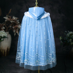 New Girl's Elsa Shawl Children's Snow Warm Vest Halloween Little Girl Performance Versatile Cape 