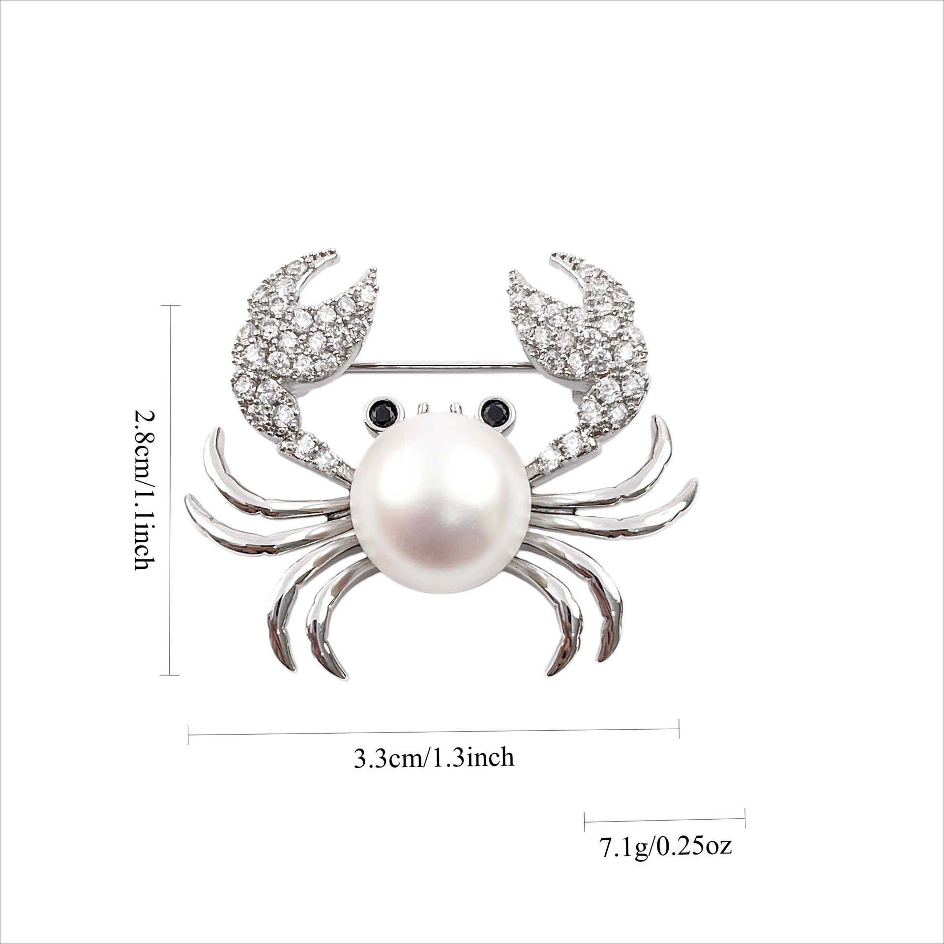 New Fashionable Imitation Pearl Crab Brooch with Unique Design, Versatile Micro-Inlaid Zircon Brooch, High-End and Elegant Clothing Accessory