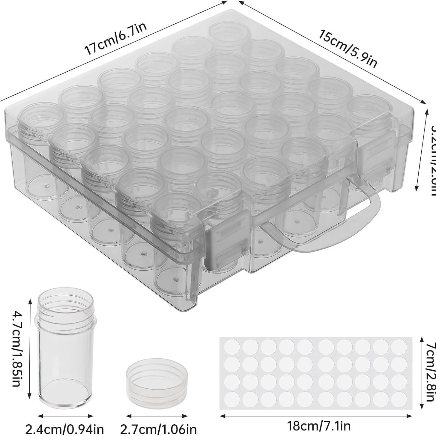 Nail Art Tools and Supplies, 30-Compartment Independent Small Round Box, High-End Transparent Rhinestone Box, Jewelry Storage Box, Jewelry Set Box