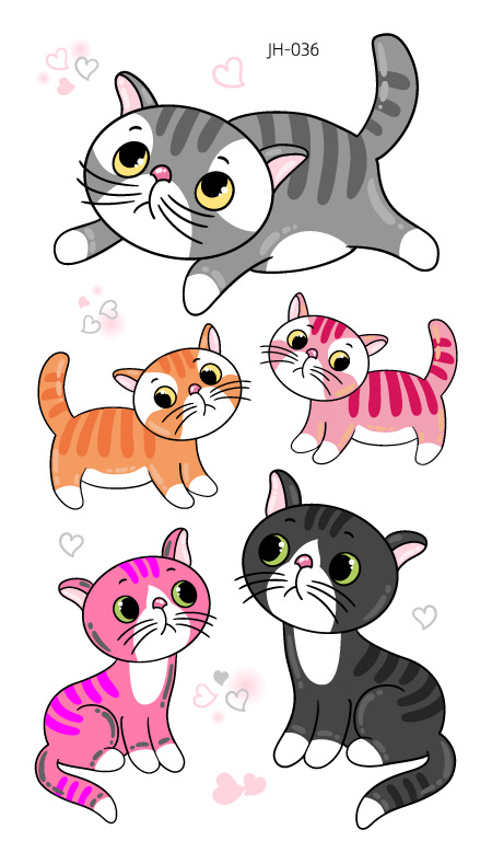 Protección del medio ambiente a prueba de agua sudor desechable lindo gato divertido tatuaje pegatinas cicatriz personalizada cubriendo fresco hombres y mujeres tatuaje