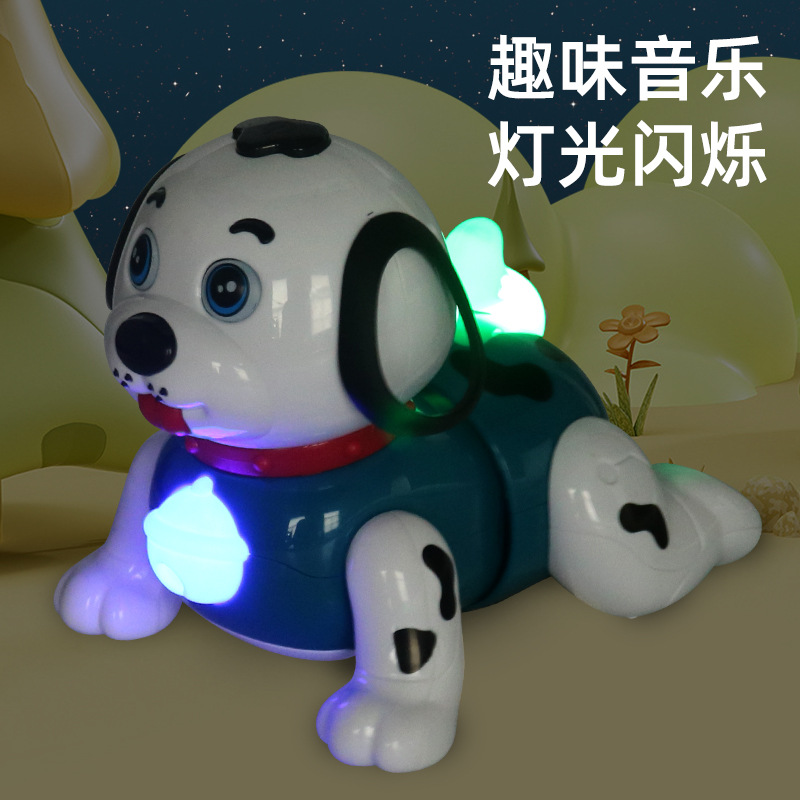 Bebé eléctrico diversión gateando cachorro torciendo cuerpo música luz bebé aprendizaje gateando niños rompecabezas