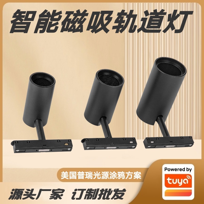 涂鸦方案客厅无主灯磁吸轨道灯折叠格栅灯泛光灯手机遥控语音控制